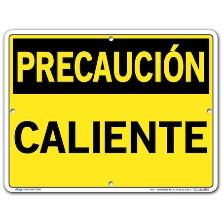 Vestil Aluminum Sign, 9-1/2" Height, 12-1/2" Width, Aluminum, Rectangle, Spanish SI-C-37-B-AL-063-S